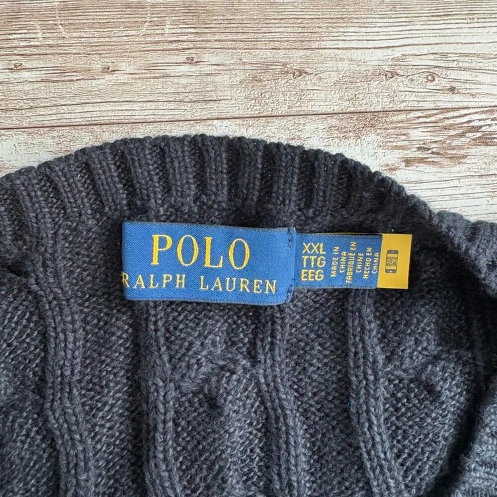 Polo Ralph Lauren - XXL - Mens Cable Knit Sweater - Red Pony - Crew Neck